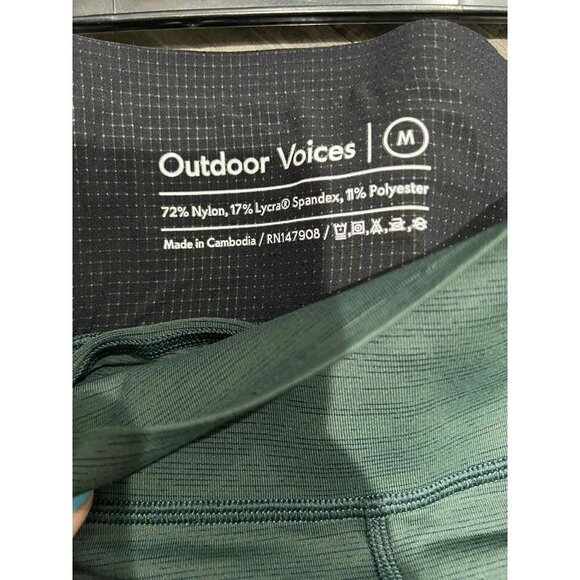 Outdoor Voices Heather Green Warm Up Cropped Leggings - Size M - Picture 7 of 8
